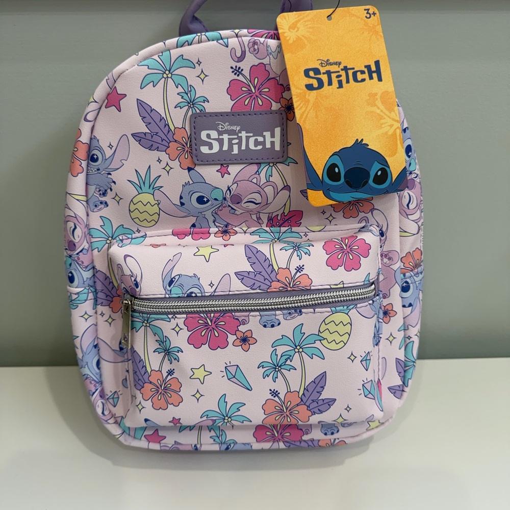 Disney Stitch & Angel Mini‎ Backpack - Tropical Lavender and Pink Floral NWT